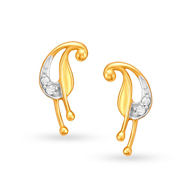 Contemporary Paisley Diamond Stud Earrings