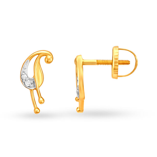 Contemporary Paisley Diamond Stud Earrings
