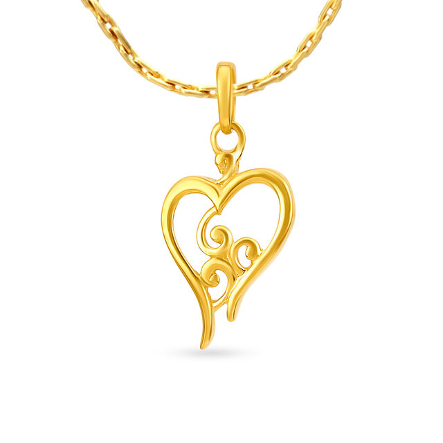 Gorgeous Yellow Gold Heart Swirl Pendant 