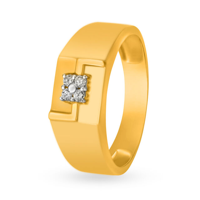 Square Pattern Diamond Finger Ring For Men