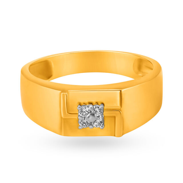 Square Pattern Diamond Finger Ring For Men