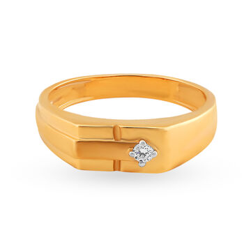 Classy Geometric Single Stone Diamond Ring for Men