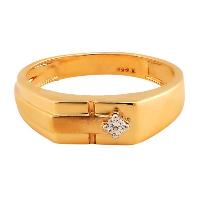 Debonair 18 Karat Yellow Gold And Diamond Angled Finger Ring 2