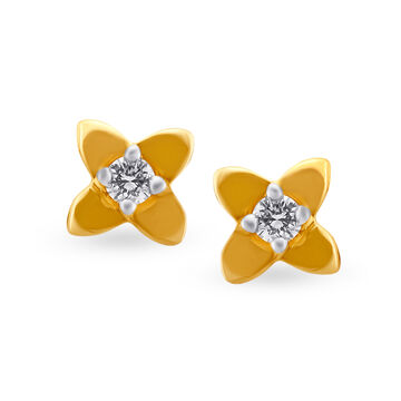Chic Floral Diamond Stud Earrings