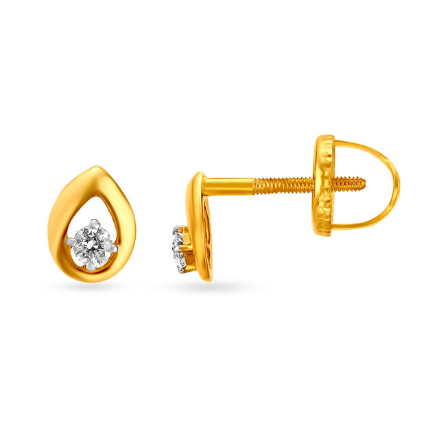 Bud Shaped Diamond Stud Earrings 2