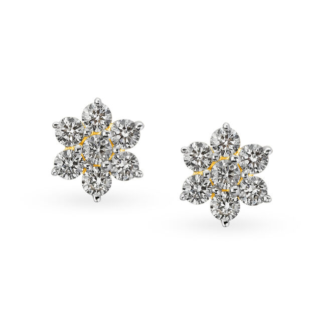 Chic Seven Stone Floral Diamond Stud Earrings,,hi-res 