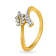 Exquisite Yellow Gold And Diamond Leaf Sprig Finger Ring,,hi-res 