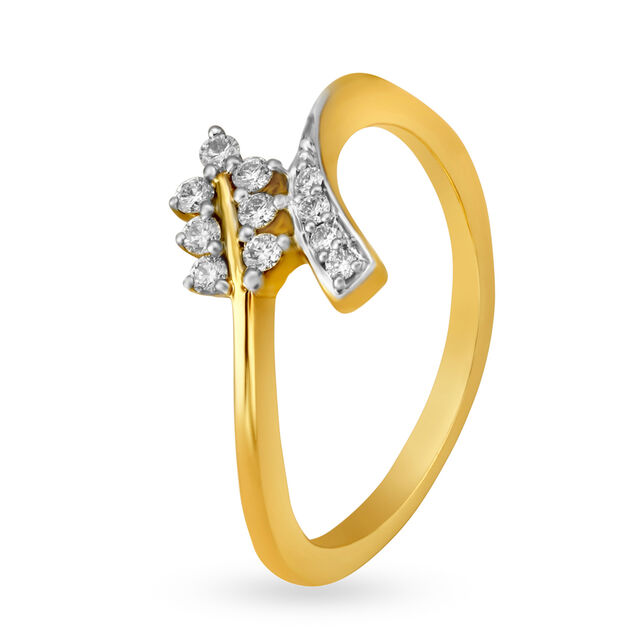 Exquisite Yellow Gold And Diamond Leaf Sprig Finger Ring,,hi-res 
