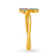 Exquisite Yellow Gold And Diamond Leaf Sprig Finger Ring,,hi-res 3