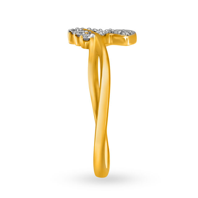 Exquisite Yellow Gold And Diamond Leaf Sprig Finger Ring,,hi-res 3
