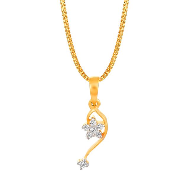 Breathtaking 18 Karat Yellow Gold And Diamond Floral Pendant,,hi-res