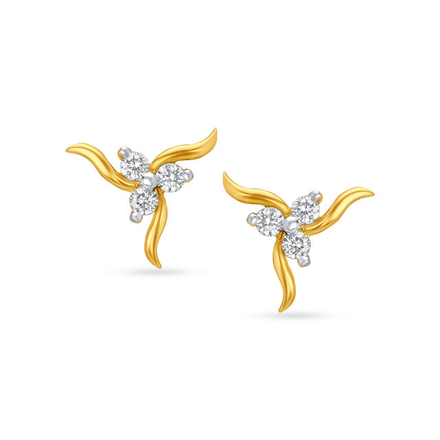 Petite Floral Diamond Stud Earrings 
