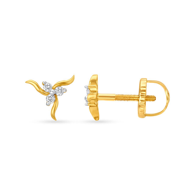 Petite Floral Diamond Stud Earrings 2