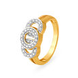 Dazzling 18 Karat Yellow Gold And Diamond Interlinked Circles Finger Ring,,hi-res 
