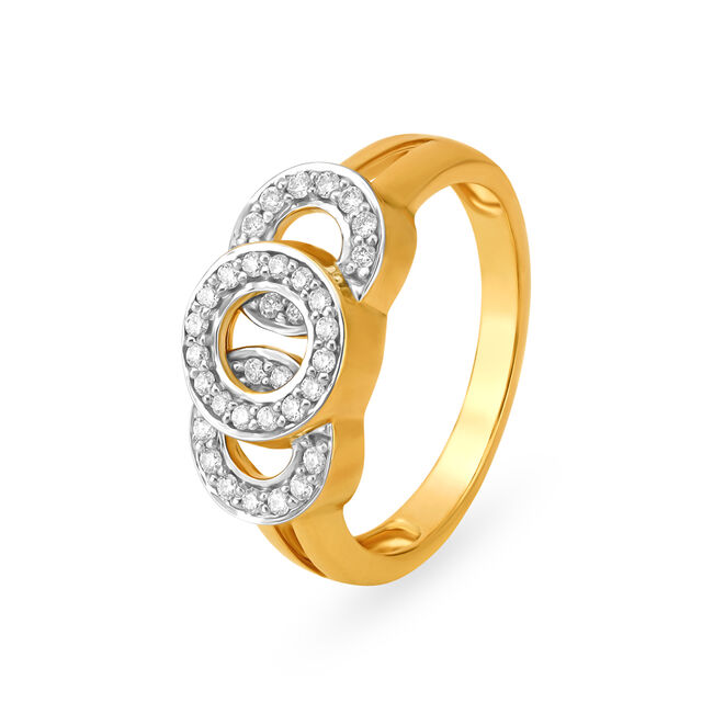 Dazzling 18 Karat Yellow Gold And Diamond Interlinked Circles Finger Ring,,hi-res 