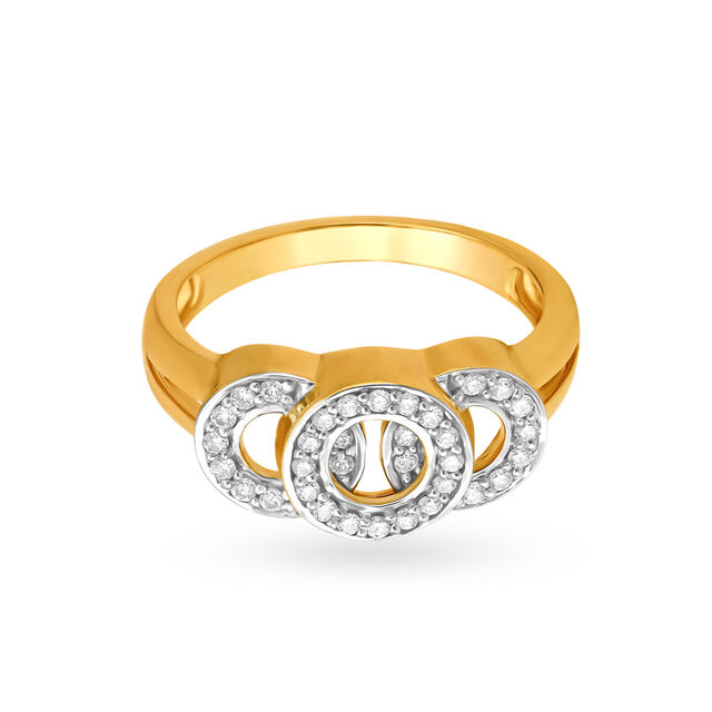 Dazzling 18 Karat Yellow Gold And Diamond Interlinked Circles Finger Ring,,hi-res 2