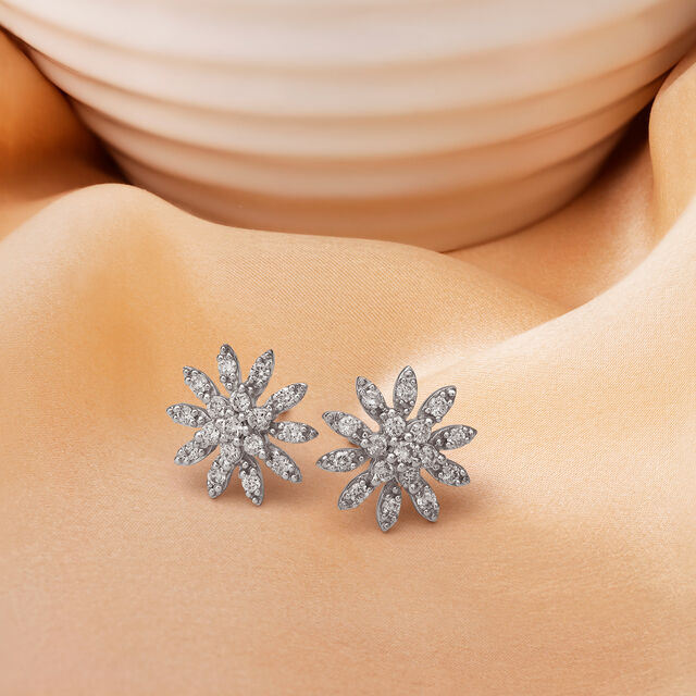 Enchanting Traditional Floral Diamond Stud Earrings