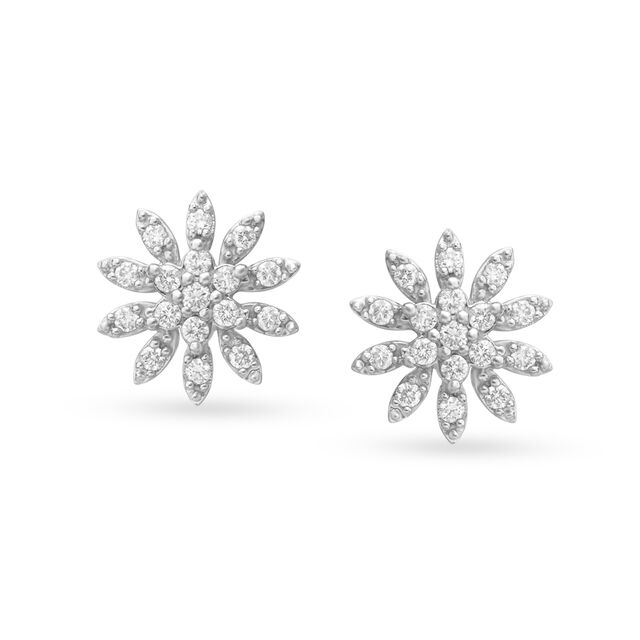 Enchanting Traditional Floral Diamond Stud Earrings