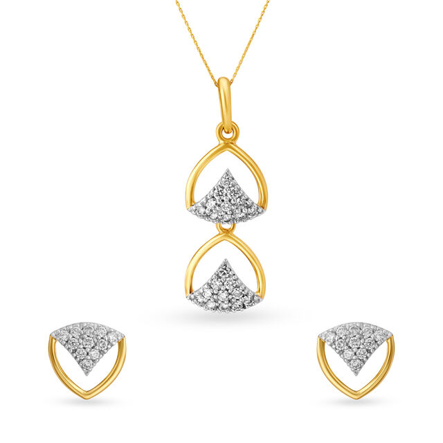 Chic Geometric Diamond Pendant and Earrings Set,,hi-res 