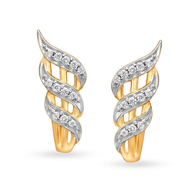 Tranquil Gold and Diamond Hoop Earrings,,hi-res 