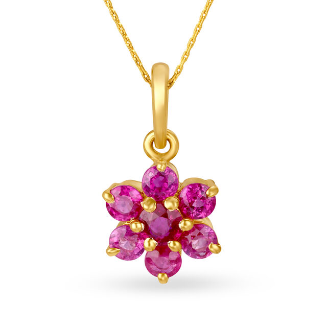 Traditional Timeless Floral Ruby Pendant,,hi-res