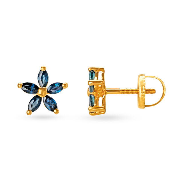 Stunning Floral Sapphire Stud Earrings