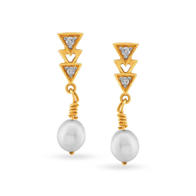 Splendid Pearl Diamond Drop Earrings 