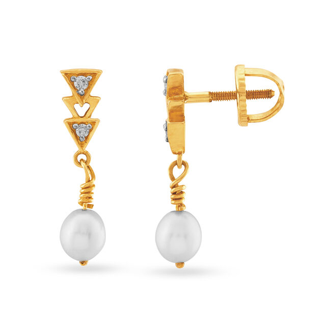 Splendid Pearl Diamond Drop Earrings 2