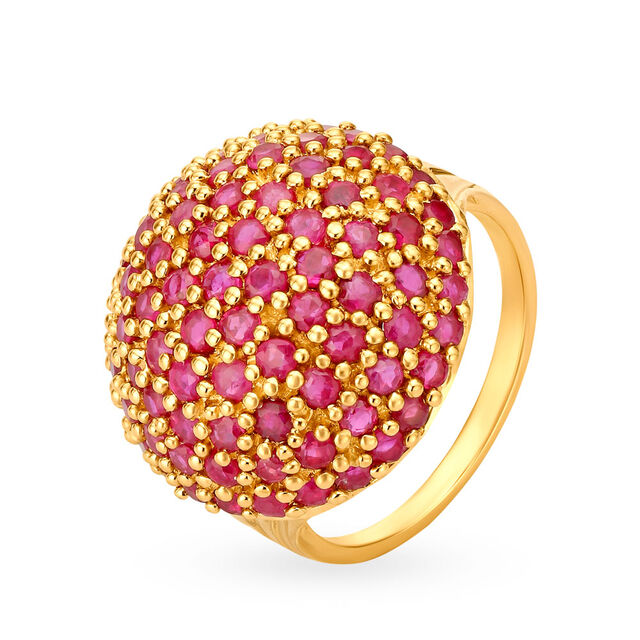 Luxurious 18 Karat Gold And Ruby Clustered Cocktail Ring,,hi-res 