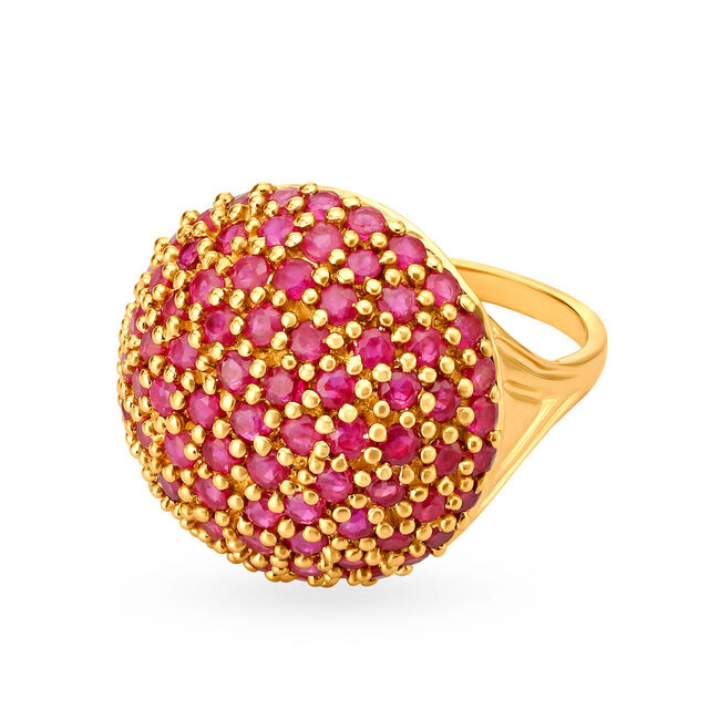 Luxurious 18 Karat Gold And Ruby Clustered Cocktail Ring,,hi-res 2