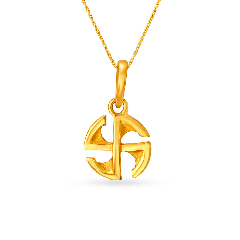 Buy Distinctive Yellow Gold Rounded Swastika Pendant at Best Price Tanishq US