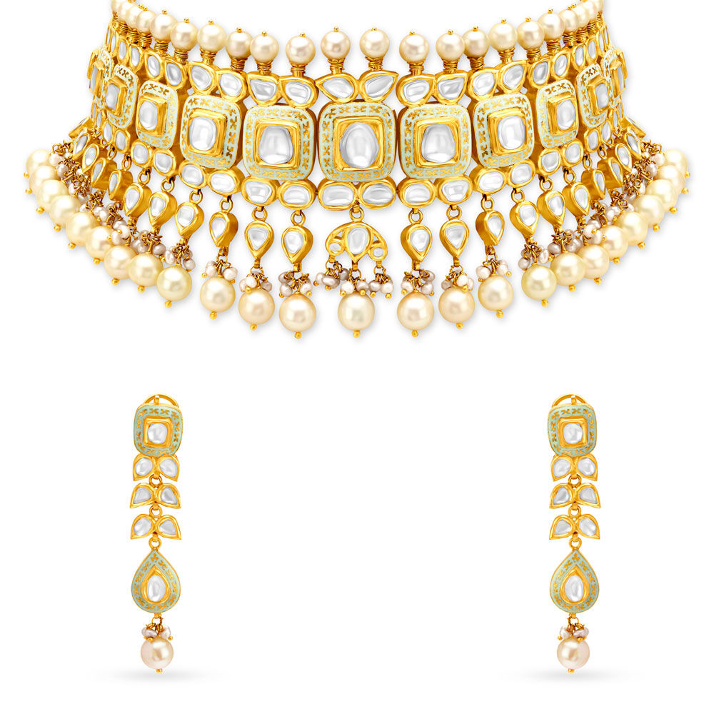 Buy Surreal Gold Neckwear Set at Best Price Tanishq UAE