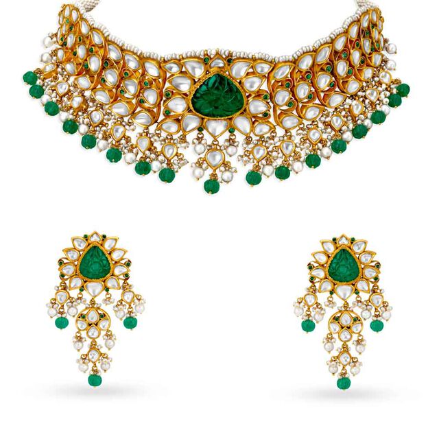 18 Karat Gold and Pearl Luxury Neckwear Set,,hi-res