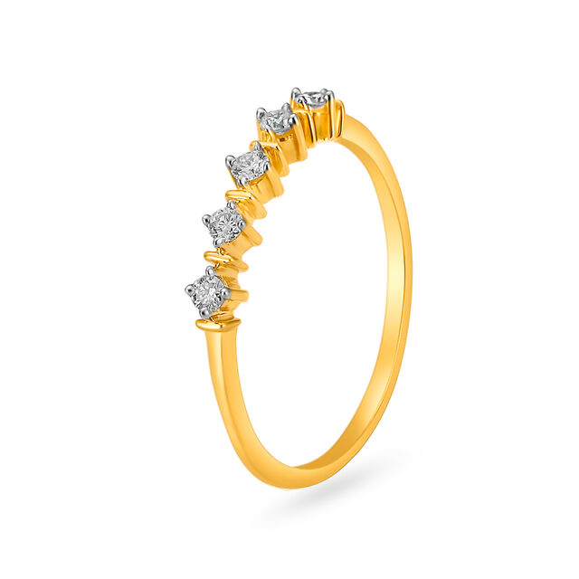 Elegant 18 Karat Gold and Diamond Finger Ring,,hi-res 