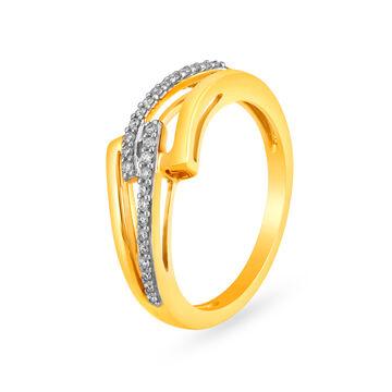 Artistic 18 Karat Yellow Gold And Diamond Finger Ring