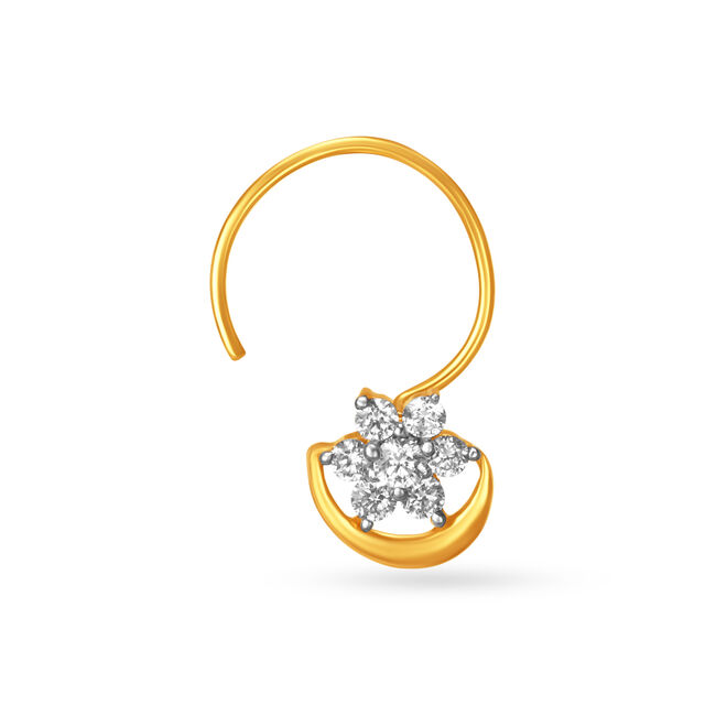 Dainty Flower Gold and Diamond Nose Pin