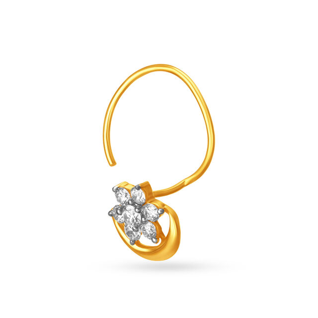 Dainty Flower Gold and Diamond Nose Pin