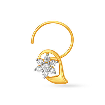 Pristine Leaf Gold and Diamond Nose Pin