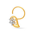 Pristine Leaf Gold and Diamond Nose Pin,,hi-res 3