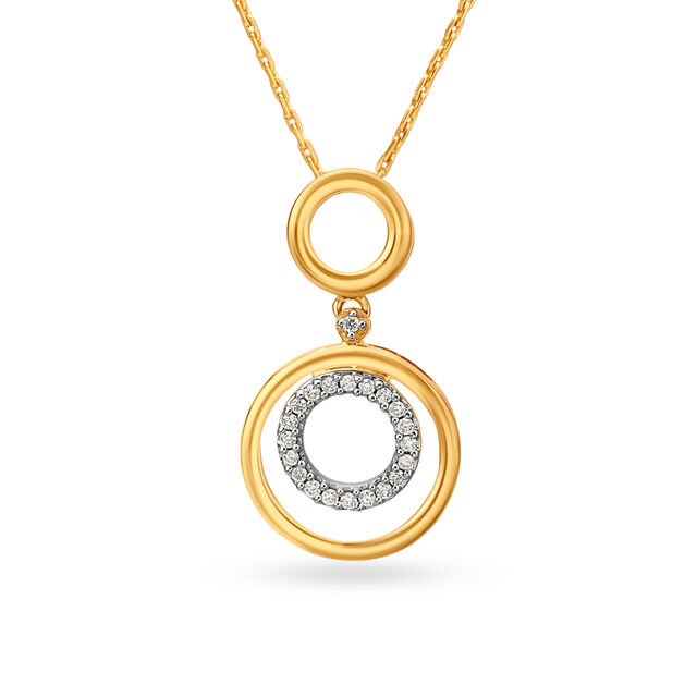Elegant 18 Karat Yellow Gold And Diamond Ringed Pendant,,hi-res 
