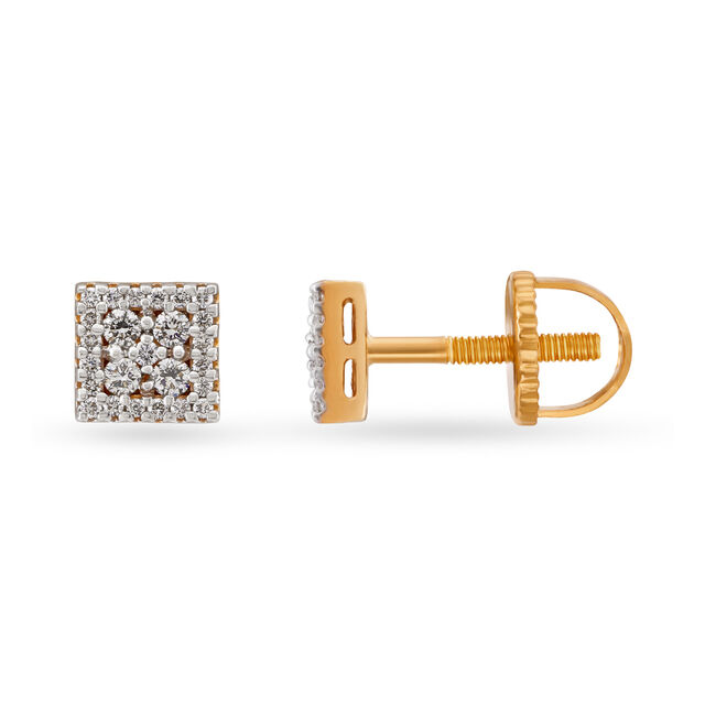 Diamond Stud Earrings in Geometric Design,,hi-res 2