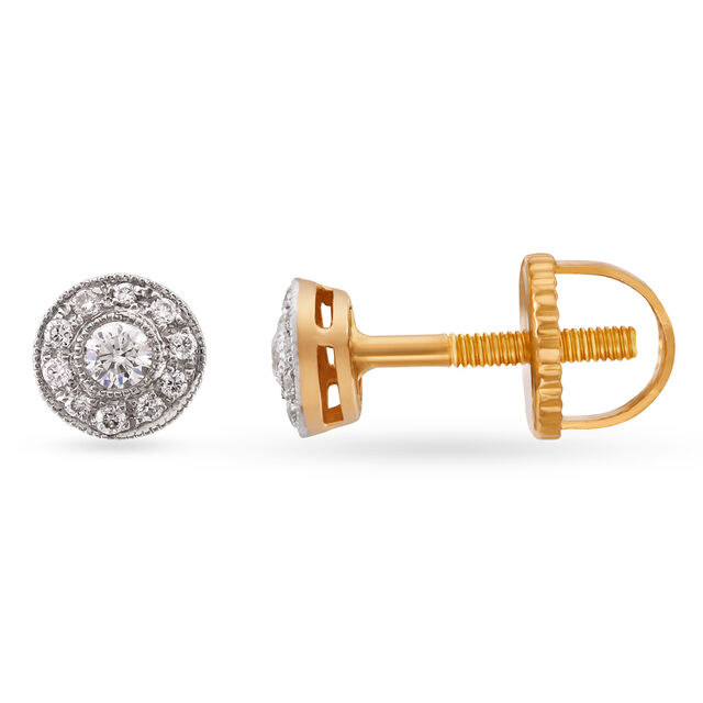 Dazzling Diamond and Gold Stud Earrings 2