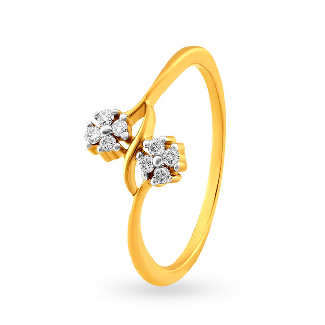 Gorgeous 18 Karat Yellow Gold And Diamond Floral Ring