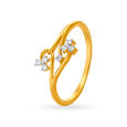 Charming 18 Karat Yellow Gold And Diamond Floral Finger Ring,,hi-res 