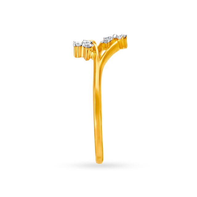 Charming 18 Karat Yellow Gold And Diamond Floral Finger Ring,,hi-res 3