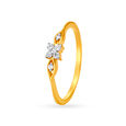 Dainty Floral 18 Karat Gold And Diamond Finger Ring 