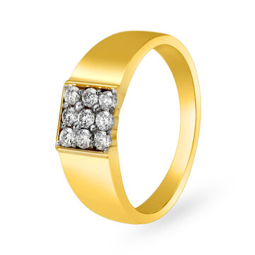 Classic 18 Karat Yellow Gold And Diamond Finger Ring