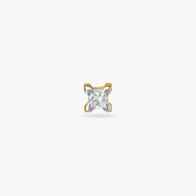 Striking Geometric Diamond Nose Pin