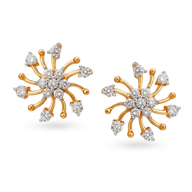 Radiant Timeless Gold and Diamond Floral Stud Earrings,,hi-res 