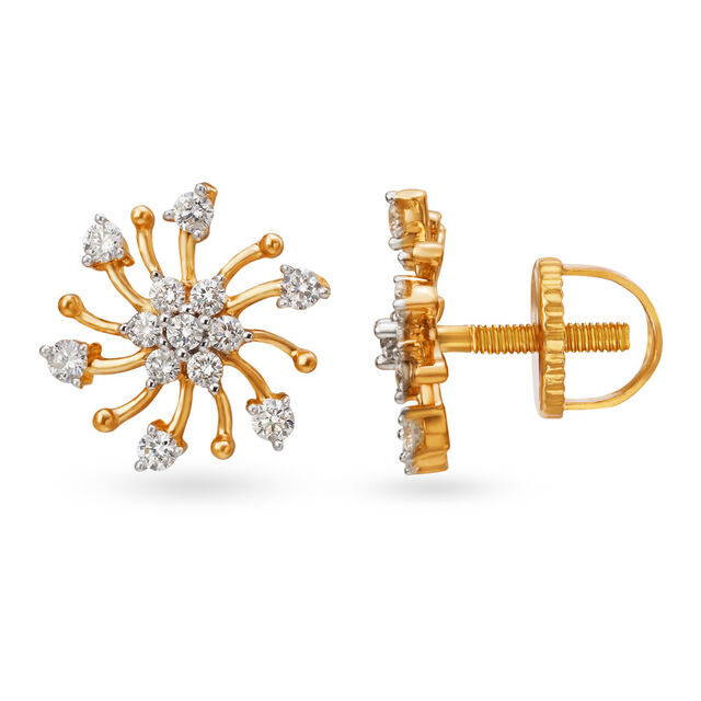 Radiant Timeless Gold and Diamond Floral Stud Earrings,,hi-res 2